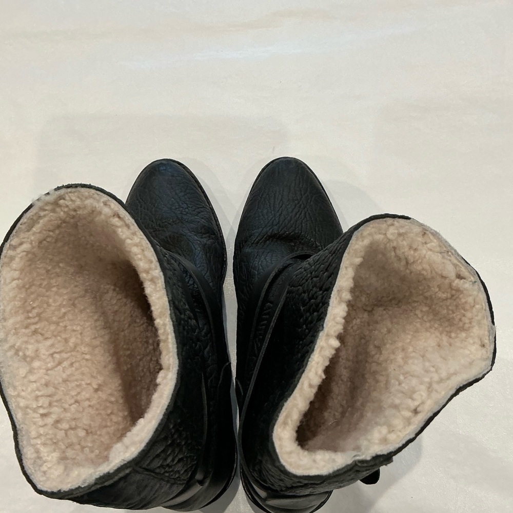 Loeffler Randall Vesper Leather Black Boots Shearling Lining  Size 8.5 - Picture 9 of 11